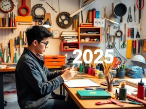 Tânăr antreprenor lucrând cu pasiune la birou.