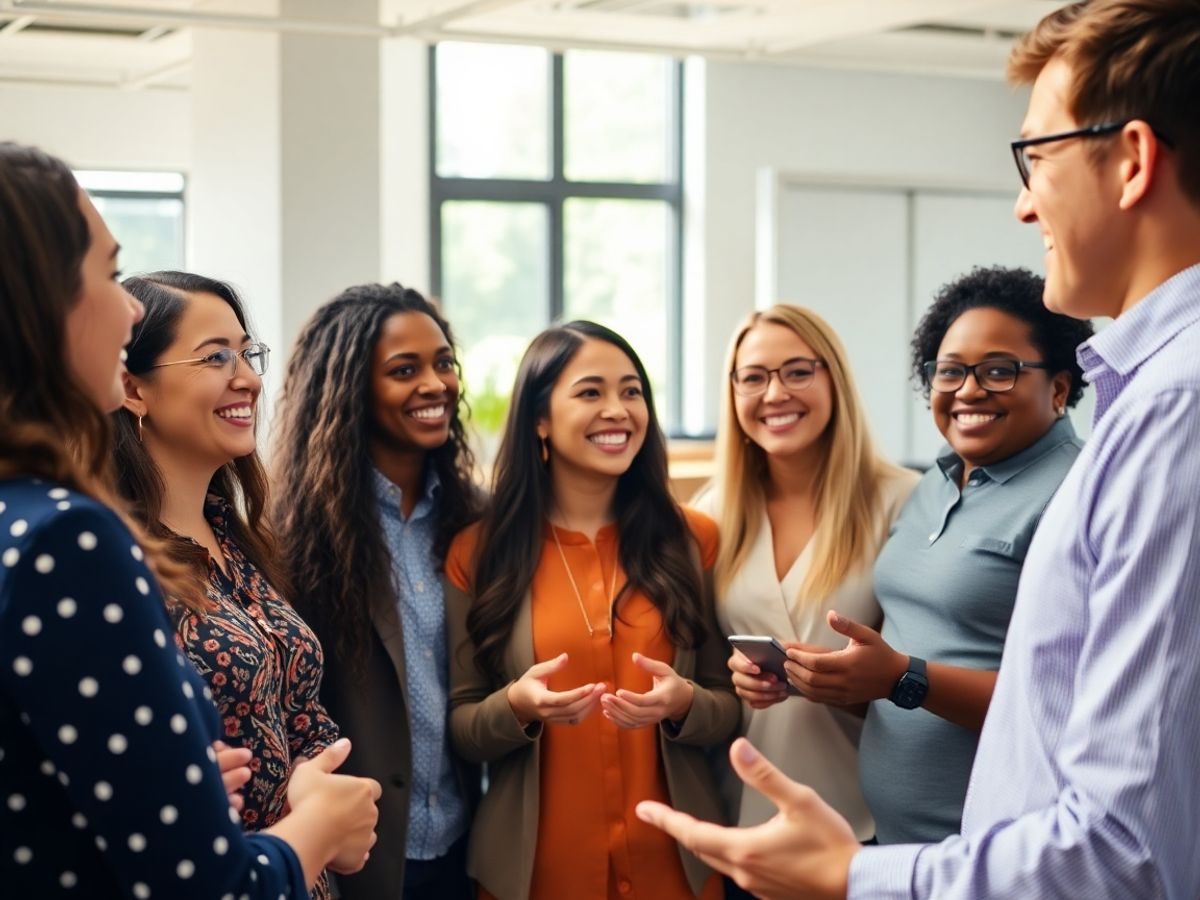 Empatic lider interacționează cu angajați fericiți.